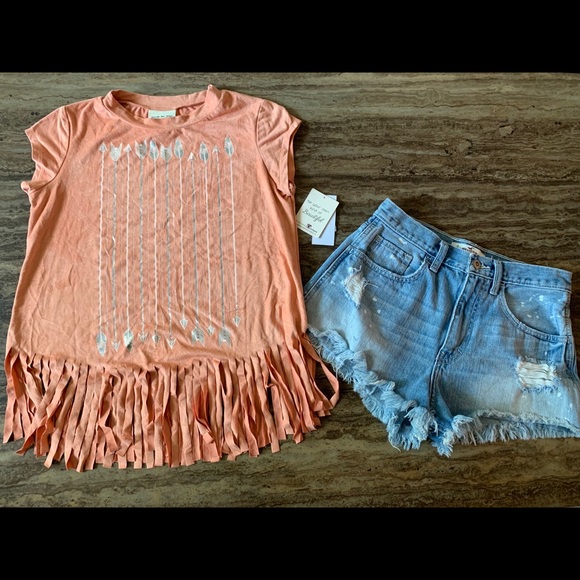 BELLE DU JOUR ARROW FRINGE STYLE TOP SZ XSM - Picture 2 of 8